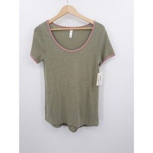 NWT LuLaRoe Classic Tee light wash green/oink trim size S